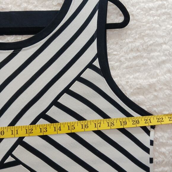 Tank Top Size L Striped Black White Knit Nautical Preppy Sailorcore Cruise Retro - Picture 6 of 13